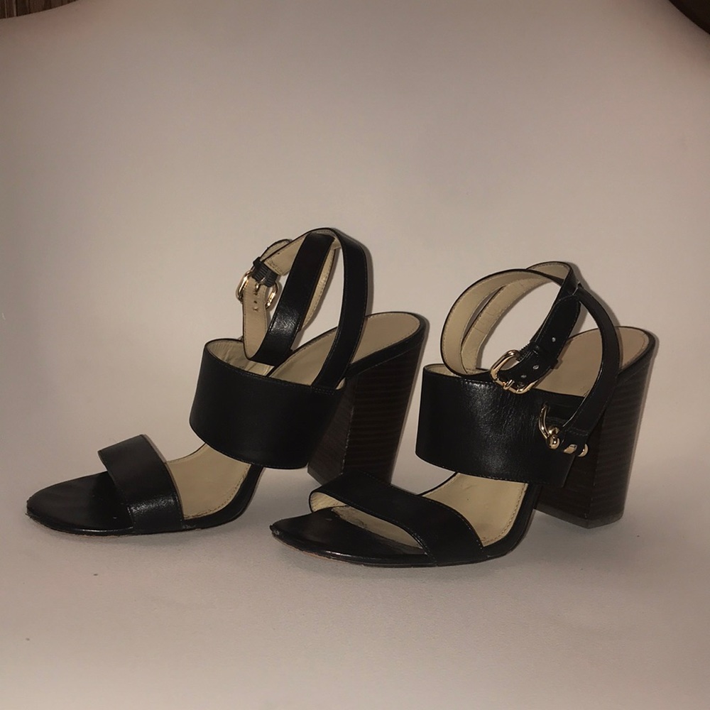 Coach black leather heel sandals